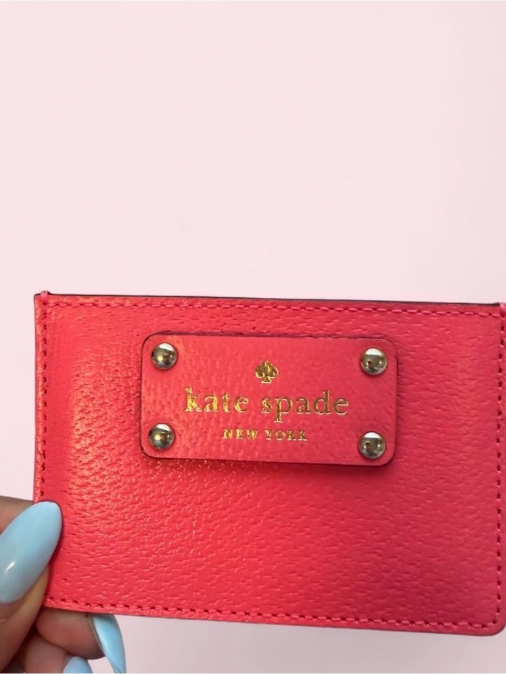 kate spade koral Leather Card Holder with Gold tone